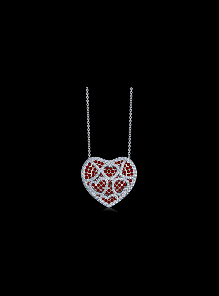 Diamond & Ruby Heart Pendant-1.80 Ct TW - Anvaya Canada-White