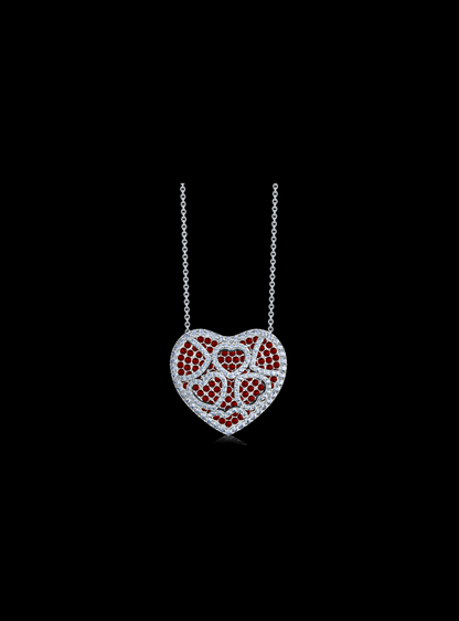 Diamond & Ruby Heart Pendant-1.80 Ct TW - Anvaya Canada-White