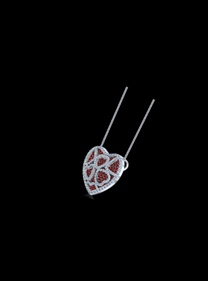 Diamond & Ruby Heart Pendant-1.80 Ct TW - Anvaya Canada-White