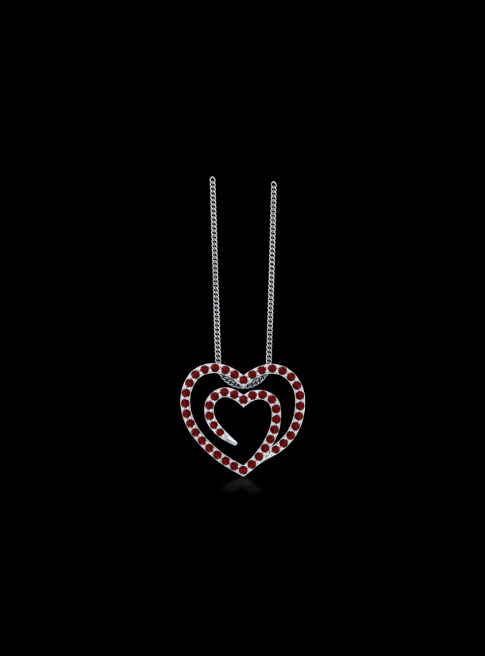 Double Heart Ruby Pendant-0.55 Ct TW - Anvaya Canada-White
