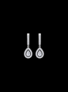 Oval Halo Dangle Earring-1.45 Ct TW Gold 14K White / Lab Grown Diamond / Excellent-FG-VS-White | Anvaya Canada
