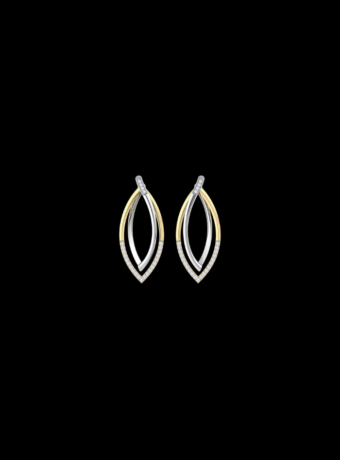 Double Marquise Fashion Earring-0.55 Ct TW Gold 14K TwoTone-WY / Lab Grown Diamond / Excellent-FG-VS-TwoTone-WY