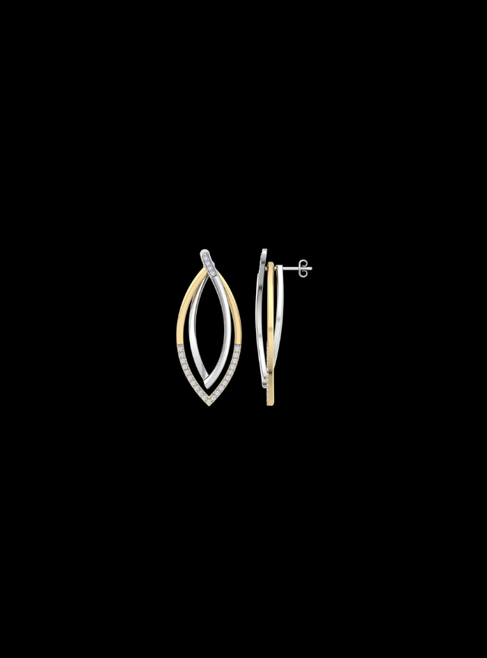 Double Marquise Fashion Earring-0.55 Ct TW Gold 14K TwoTone-WY / Lab Grown Diamond / Excellent-FG-VS-TwoTone-WY