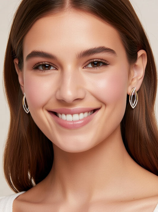 Double Marquise Fashion Earring-0.55 Ct TW Gold 14K TwoTone-WY / Lab Grown Diamond / Excellent-FG-VS-TwoTone-WY