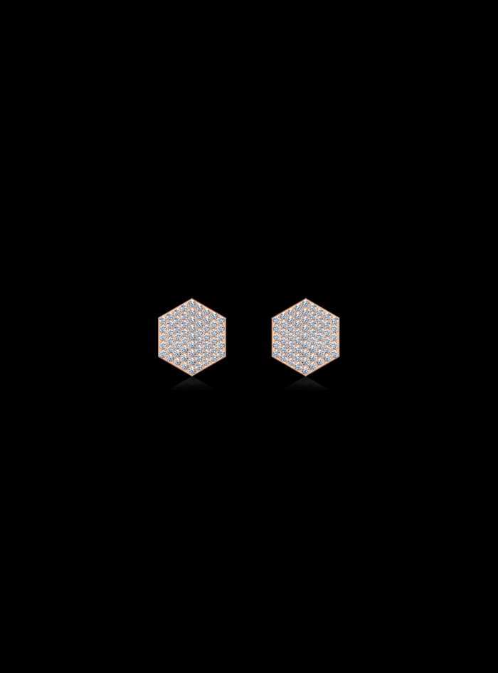 Diamond Hexagon Stud  Earrings-0.45 Ct TW - Anvaya Canada-Rose