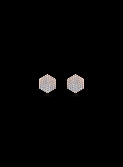 Diamond Hexagon Stud  Earrings-0.45 Ct TW - Anvaya Canada-Rose