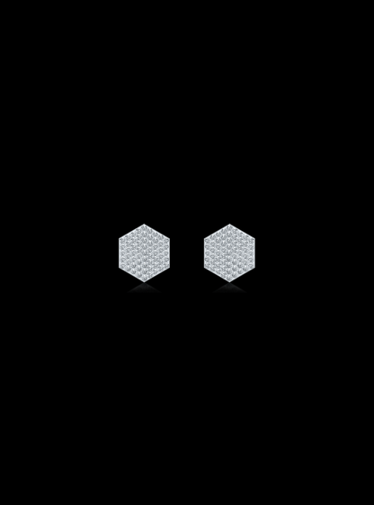 Diamond Hexagon Stud  Earrings-0.45 Ct TW - Anvaya Canada-White