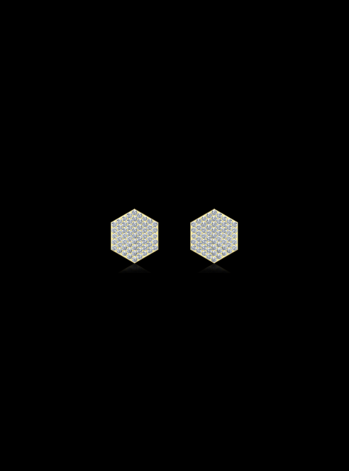Diamond Hexagon Stud  Earrings-0.45 Ct TW - Anvaya Canada-Yellow