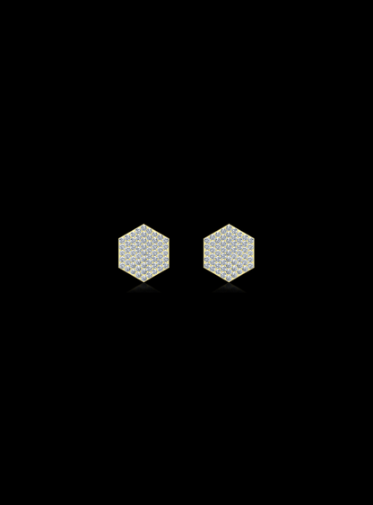 Diamond Hexagon Stud  Earrings-0.45 Ct TW - Anvaya Canada-Yellow