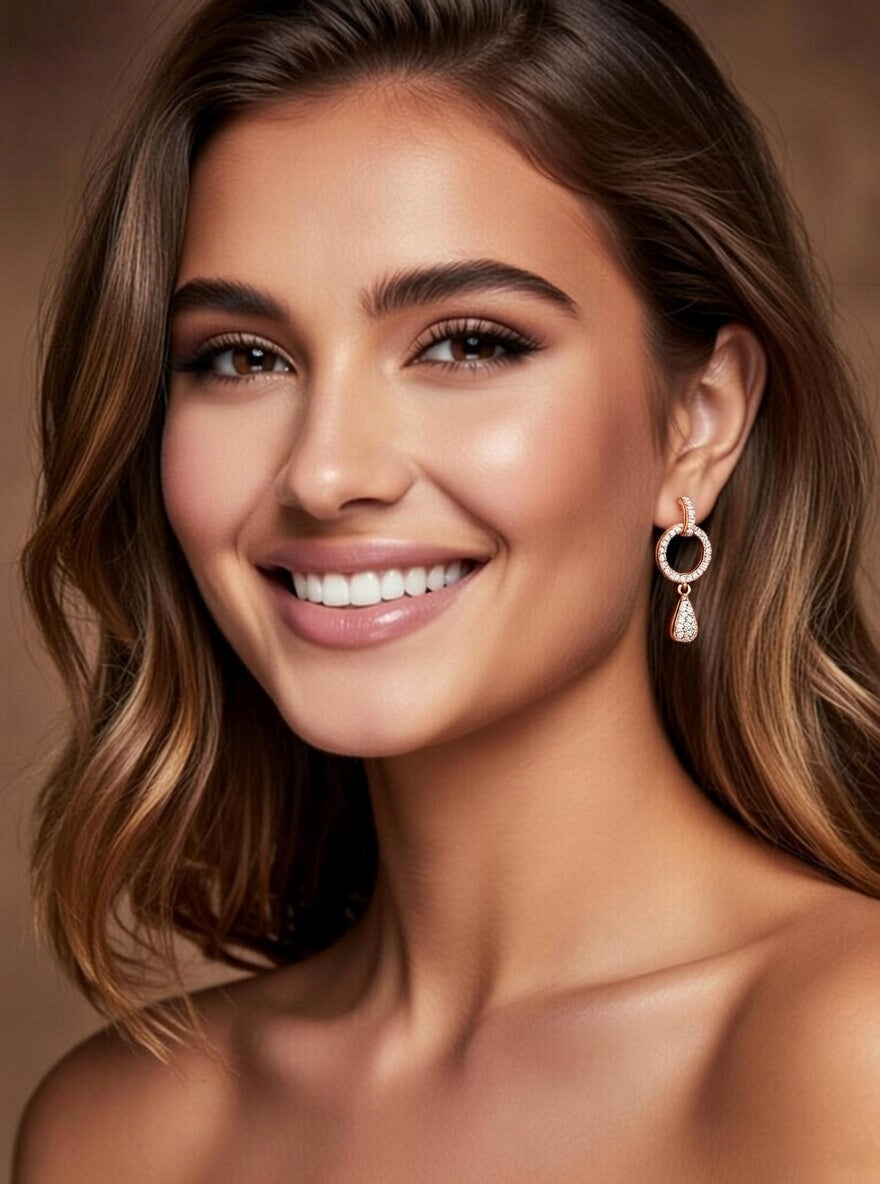 Radiant Drop Earring-0.55 Ct TW-Rose