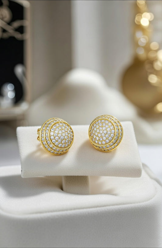 Cluster Diamond Stud Earring-1.30 Ct TW-Yellow