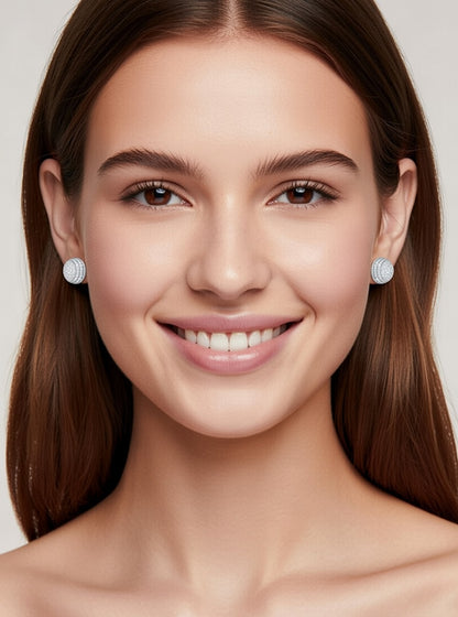 Cluster Diamond Stud Earring-1.30 Ct TW-White