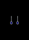 Pear Shape Color Stone & Round Diamond Dangle Earrings-4.00 Ct TW Gold 14K White / Lab Grown Diamond / Excellent-FG-VS-White | Anvaya Canada