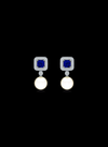 Diamond-Color Stone-Pearl Dangle Earrings-3.45 Ct TW Gold 14K White / Lab Grown Diamond / Excellent-FG-VS-White | Anvaya Canada