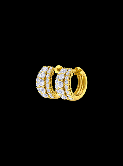 Graduated Diamond Triple Row Huggie Hoop Earring-1.60 Ct TW
