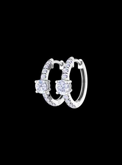 Single Row Huggie Hoop Earring-0.75 Ct TW-White