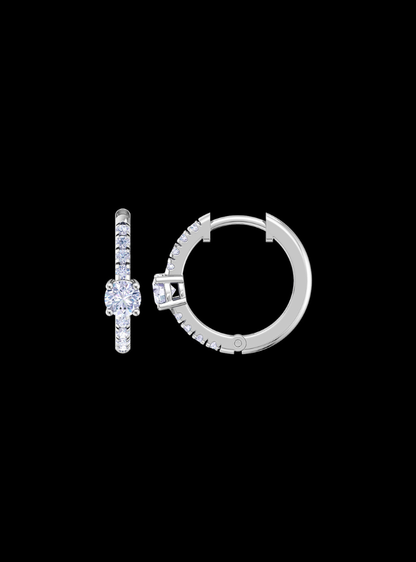 Single Row Huggie Hoop Earring-0.75 Ct TW-White
