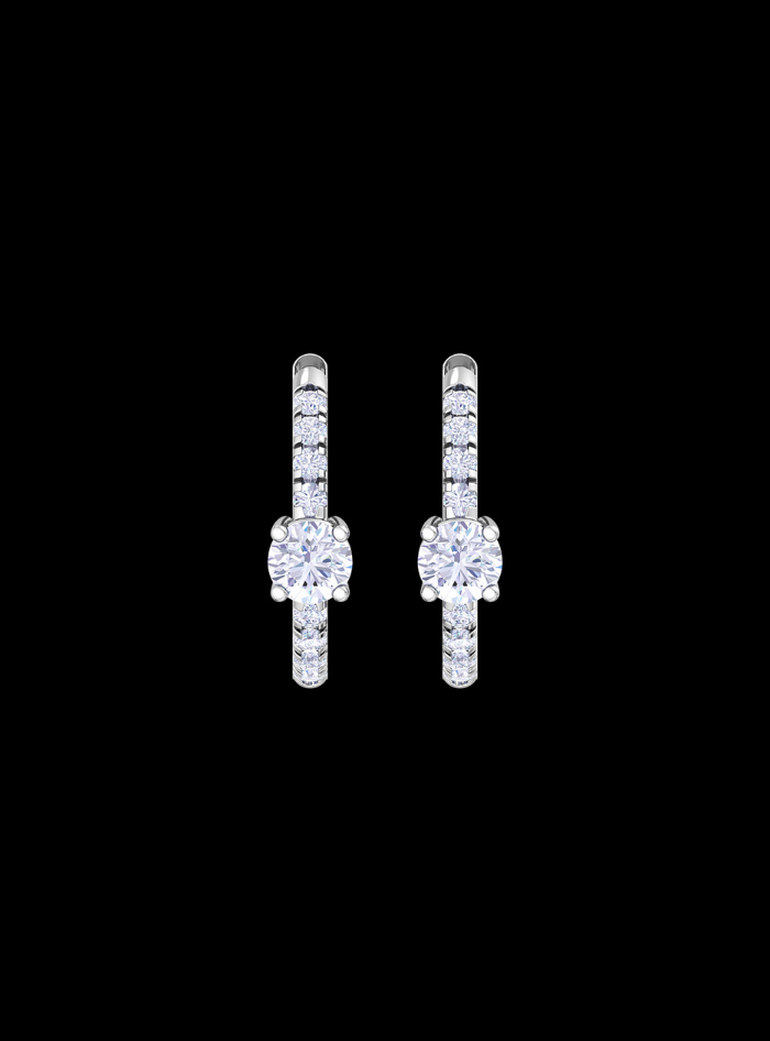 Single Row Huggie Hoop Earring-0.75 Ct TW-White