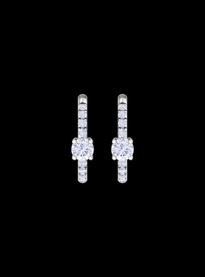Single Row Huggie Hoop Earring-0.75 Ct TW-White