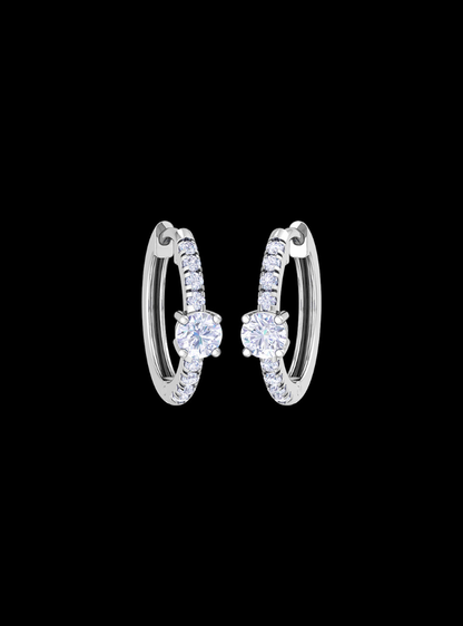 Single Row Huggie Hoop Earring-0.75 Ct TW-White