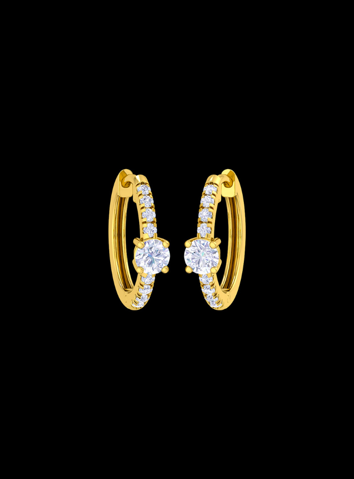 Single Row Huggie Hoop Earring-0.75 Ct TW-Yellow