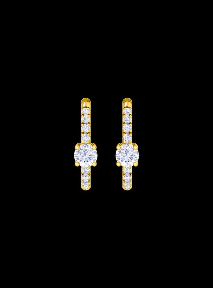 Single Row Huggie Hoop Earring-0.75 Ct TW-Yellow