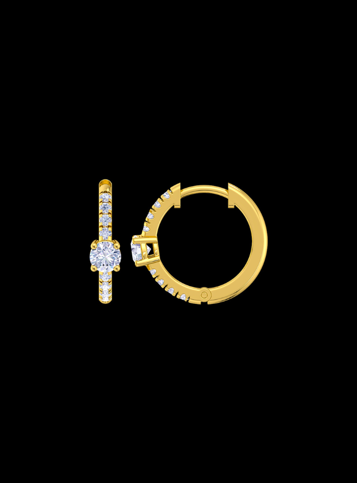 Single Row Huggie Hoop Earring-0.75 Ct TW-Yellow