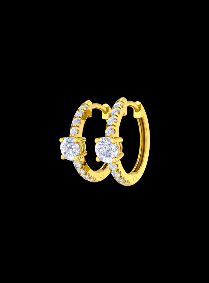 Single Row Huggie Hoop Earring-0.75 Ct TW-Yellow