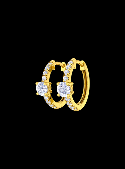 Single Row Huggie Hoop Earring-0.75 Ct TW-Yellow