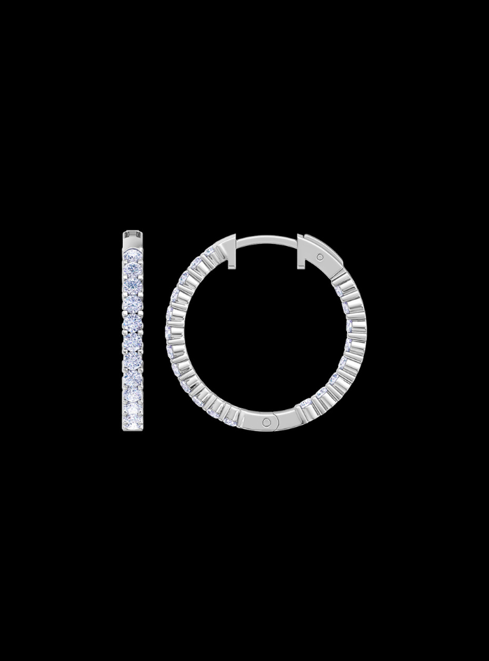 Inside Out Round Diamond Hoop Earring-1.00 Ct TW-White