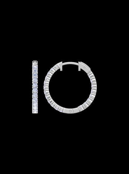 Inside Out Round Diamond Hoop Earring-1.00 Ct TW-White