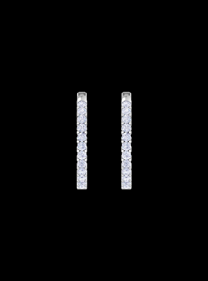 Inside Out Round Diamond Hoop Earring-1.00 Ct TW-White