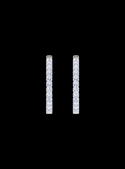 Inside Out Round Diamond Hoop Earring-1.00 Ct TW-White
