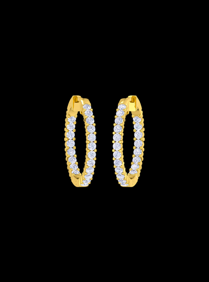 Inside Out Round Diamond Hoop Earring-1.00 Ct TW-Yellow