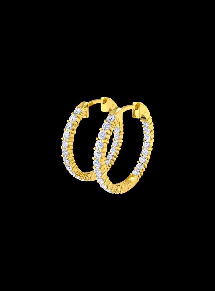 Inside Out Round Diamond Hoop Earring-1.00 Ct TW-Yellow