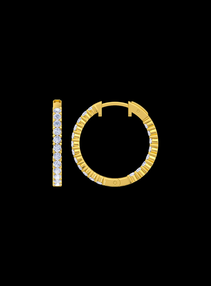 Inside Out Round Diamond Hoop Earring-1.00 Ct TW-Yellow