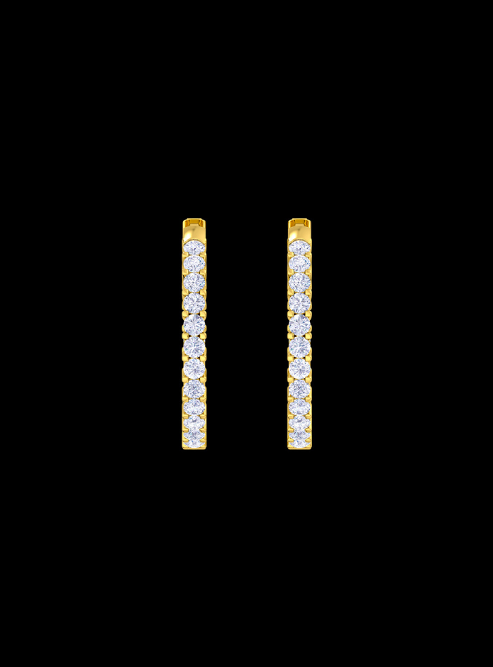 Inside Out Round Diamond Hoop Earring-1.00 Ct TW-Yellow