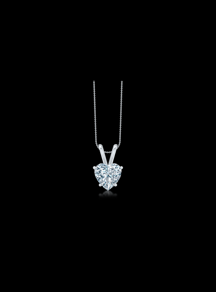 Heart Shape Diamond Solitaire Pendant-4 Prong Basket-0.50 Ct TW - Anvaya Canada-White