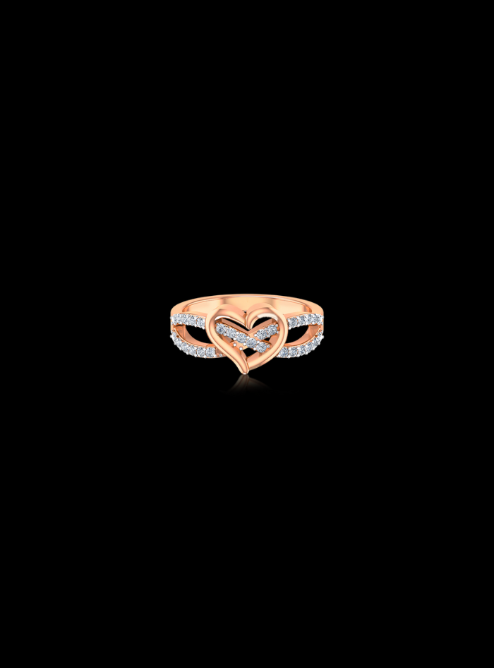 Valentine Heart Split Shank Ring-0.25 Ct TW Gold 14K White / Lab Grown Diamond / Excellent-FG-VS-Gold 14K Rose / Lab Grown Diamond / Excellent-FG-VS-Rose