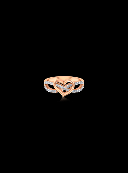 Valentine Heart Split Shank Ring-0.25 Ct TW Gold 14K White / Lab Grown Diamond / Excellent-FG-VS-Gold 14K Rose / Lab Grown Diamond / Excellent-FG-VS-Rose