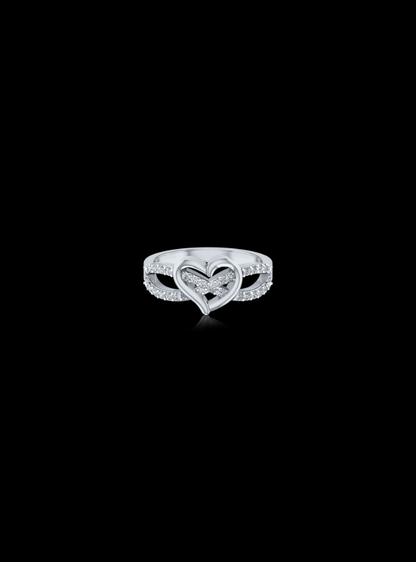 Valentine Heart Split Shank Ring-0.25 Ct TW Gold 14K White / Lab Grown Diamond / Excellent-FG-VS-Gold 14K Rose / Lab Grown Diamond / Excellent-FG-VS-White