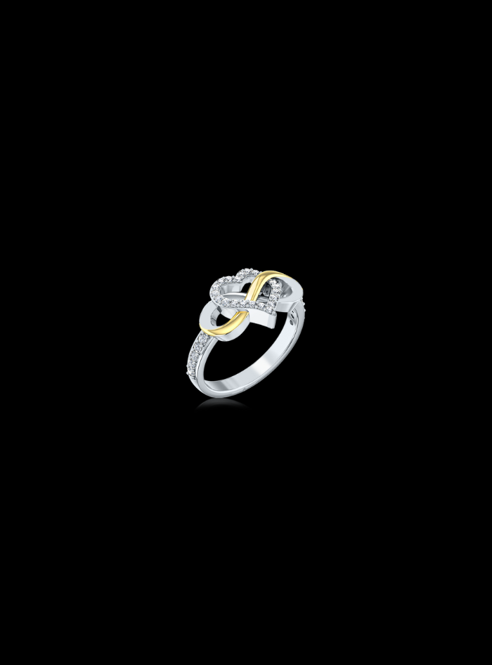 Infinity Heart Valentine Ring-0.30 Ct TW Gold 14K TwoTone-WY / Lab Grown Diamond / Excellent-FG-VS-Gold 14K TwoTone-WR / Lab Grown Diamond / Excellent-FG-VS-TwoTone-WY