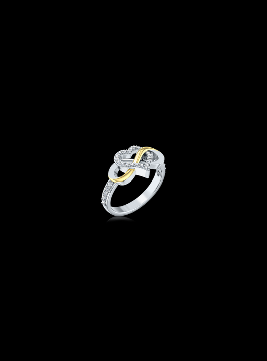 Infinity Heart Valentine Ring-0.30 Ct TW Gold 14K TwoTone-WY / Lab Grown Diamond / Excellent-FG-VS-Gold 14K TwoTone-WR / Lab Grown Diamond / Excellent-FG-VS