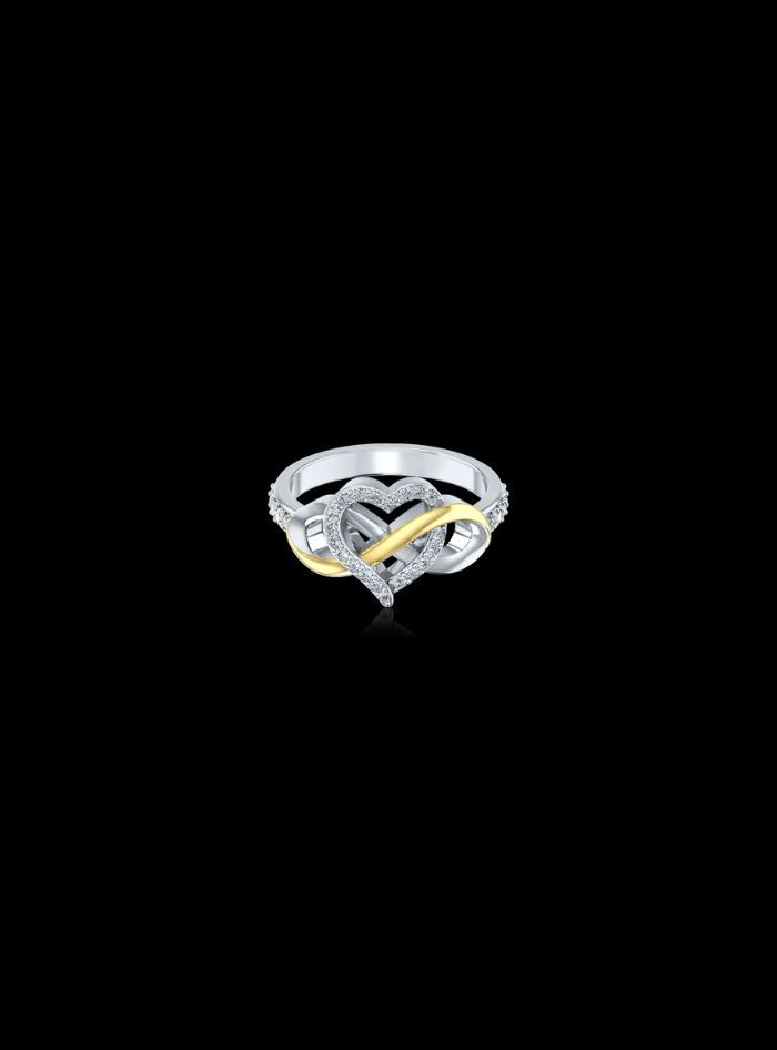 Infinity Heart Valentine Ring-0.30 Ct TW Gold 14K TwoTone-WY / Lab Grown Diamond / Excellent-FG-VS-Gold 14K TwoTone-WR / Lab Grown Diamond / Excellent-FG-VS-TwoTone-WY