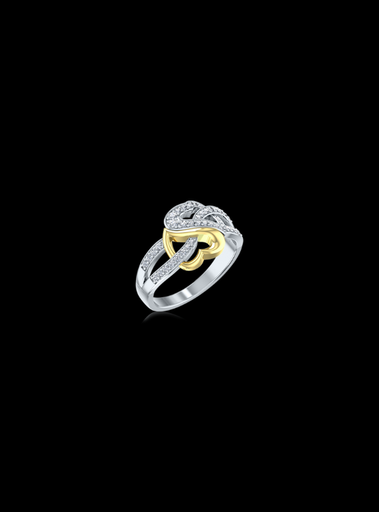 TwoTone Double Heart Split Shank Valentine Ring-0.30 Ct TW Gold 14K TwoTone-WY / Lab Grown Diamond / Excellent-FG-VS-Gold 14K TwoTone-WR / Lab Grown Diamond / Excellent-FG-VS