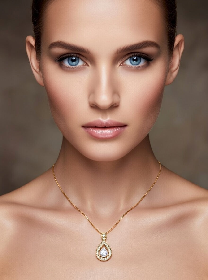 Rain Drop Pendant-0.70 Ct TW-Yellow