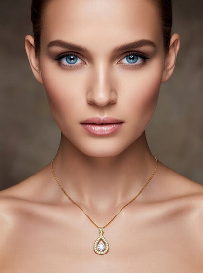 Rain Drop Pendant-0.70 Ct TW-Yellow