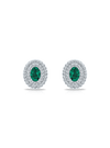 Oval Halo Earring-Diamond & Color Stone-1.75 Ct TW - Anvaya Canada-White | Anvaya Canada