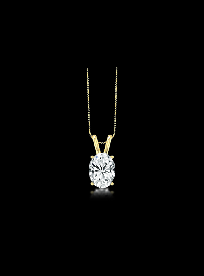 Oval Diamond Solitaire Pendant-4 Prong Basket-1.00 Ct TW - Anvaya Canada-Yellow
