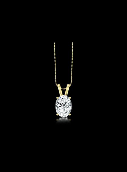 Oval Diamond Solitaire Pendant-4 Prong Basket-1.00 Ct TW - Anvaya Canada-Yellow